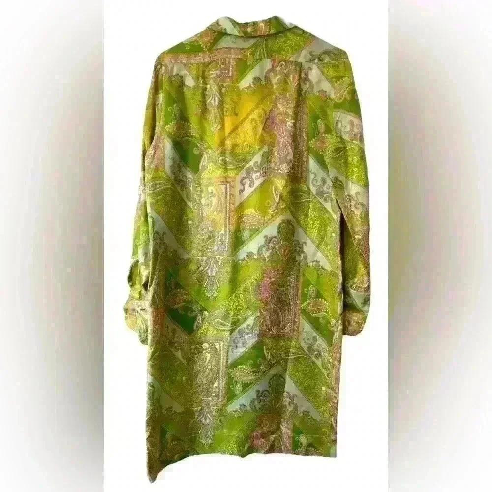 Vintage Green Paisley Countrywise Machsore Classics Button Down Dress Size 13/14 - Picture 2 of 5